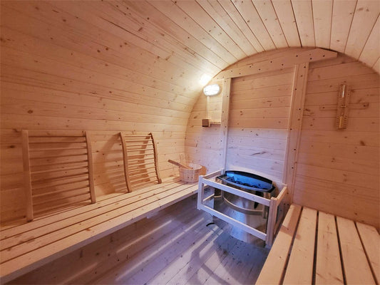 outdoor barrel sauna