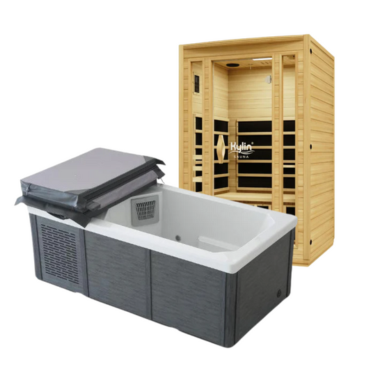 Kylin Low EMF Infrared Sauna 2 people - K8202 & IceFusion Ice Bath Hot Tub With Chiller M-3201