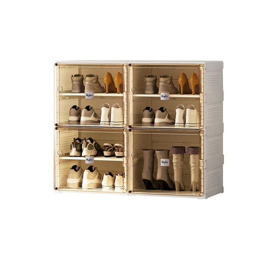 Kylin Cubes Storage Folding Shoe Cabinet With 2 Column & 7 Grids & 4 Clear Door