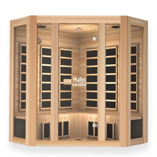 Kylin Low EMF L-shaped Corner Carbon Far Infrared Sauna 4 person - K8401/033LV