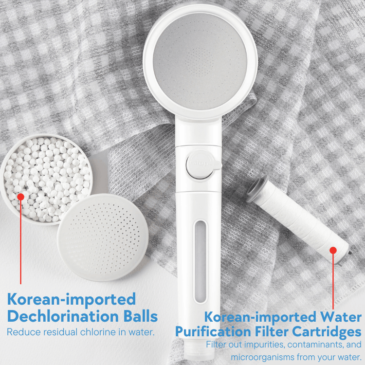 Kylin Home & Bath Series Shower ON-OFF Head Set With Filter & Ceramic Ball SHOF78-C1S1-WH