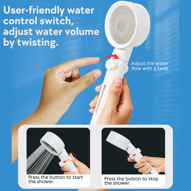 Kylin Home & Bath Series Shower ON-OFF Head Set With Filter & Ceramic Ball SHOF78-C1S1-WH