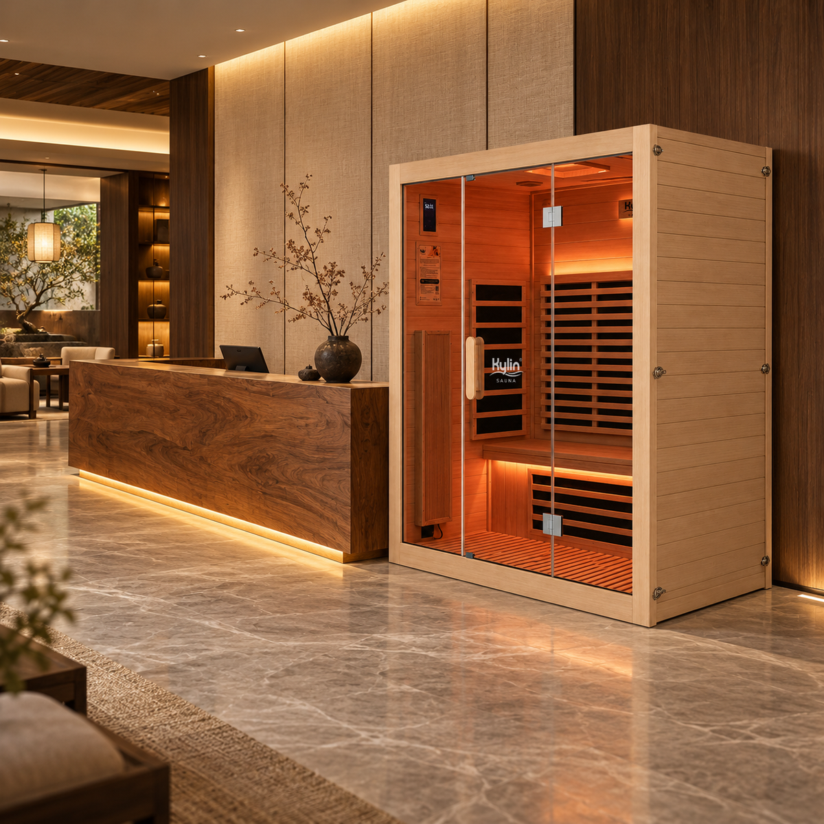 Kylin Premium Full Spectum Ultra Low EMF Infrared Sauna Room 4 Person H6434 (Floor Heater included)