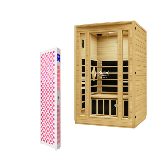 Kylin Low EMF Infrared Sauna 2 people - K8202 & Red Light Therapy Panel TL300 PRO