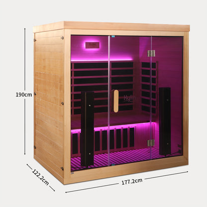 Kylin Premium Full Spectum Low EMF Infrared Sauna Room 4 Person H6420 (Floor Heater included)