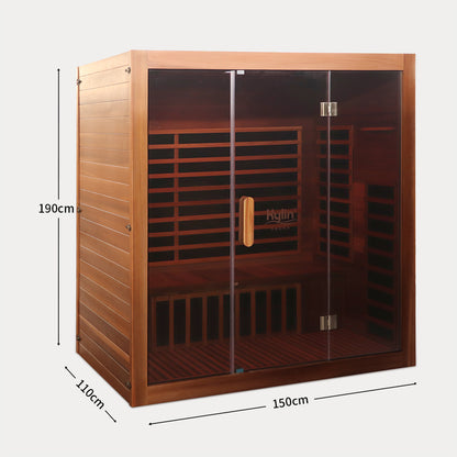 Kylin Low EMF Premium Cedar Infrared Sauna Room 4 Person H6404 (Floor Heater included)