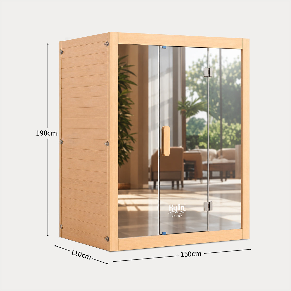 Kylin Premium Full Spectum Low EMF Infrared Sauna Room 3 Person H6330 (Floor Heater included)