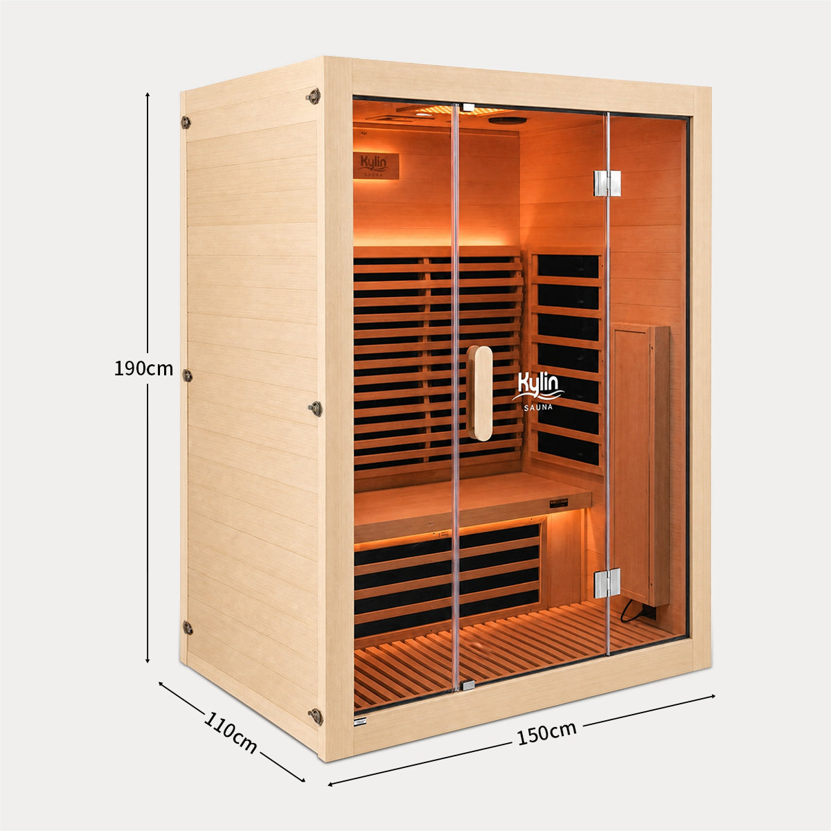 Kylin Premium Full Spectum Low EMF Infrared Sauna Room 3 Person H6332 (Floor Heater included)