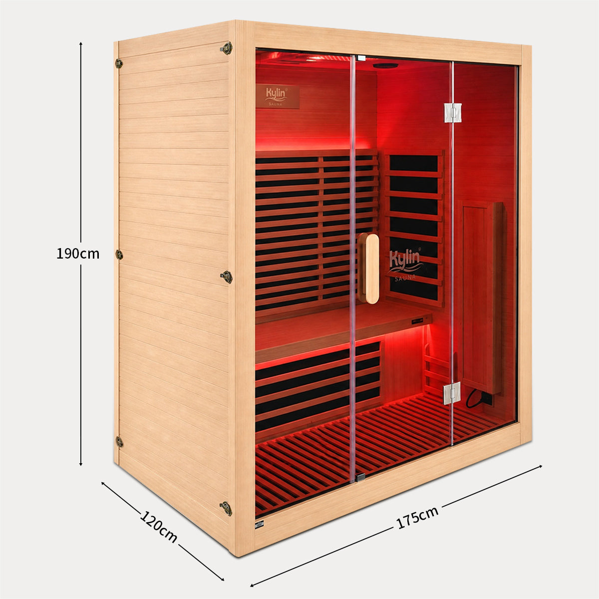 Kylin Premium Full Spectum Low EMF Infrared Sauna Room 4 Person H6432 (Floor Heater included)