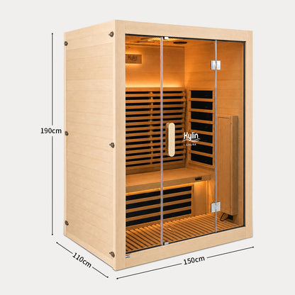 Kylin Premium Full Spectum Ultra Low EMF Infrared Sauna Room 3 Person H6334 (Floor Heater included)