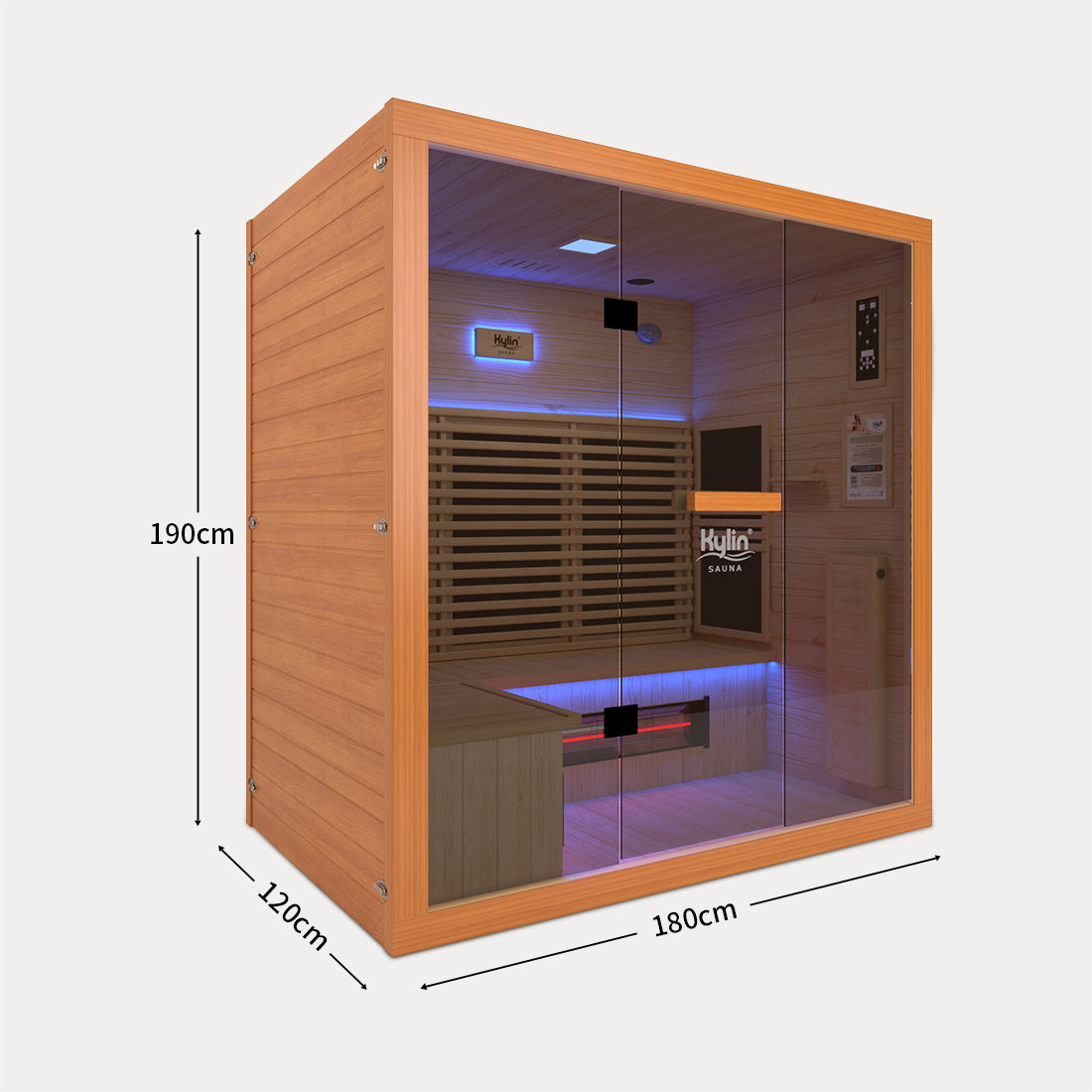 Kylin Red Cedar Carbon Full Spectrum Infrared Sauna Room 4 Person Low EMF L9401