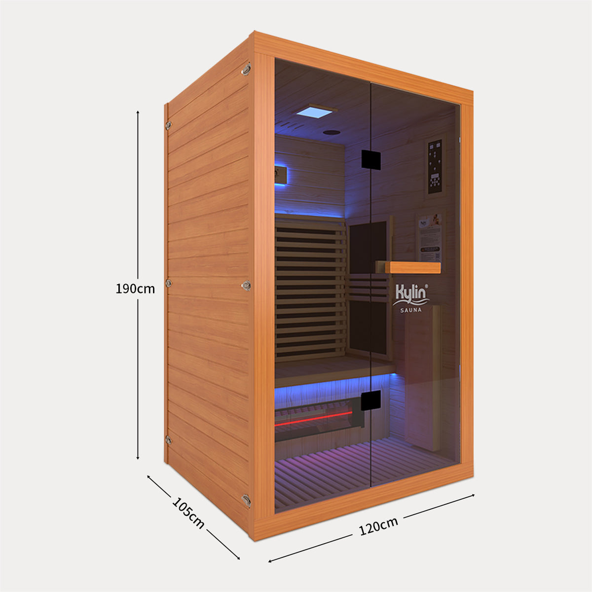 Kylin Red Cedar Carbon Full Spectrum Infrared Sauna Room 2 Person Low EMF L9201
