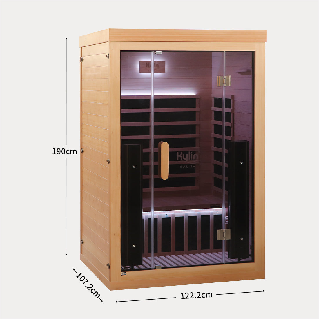 Kylin Premium Full Spectum Low EMF Infrared Sauna Room 2 Person H6220 (Floor Heater included)