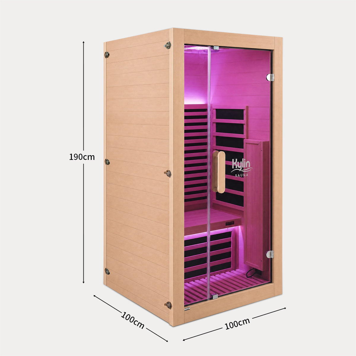 Kylin Premium Full Spectum Low EMF Infrared Sauna Room 1 Person H6132 (Floor Heater included)