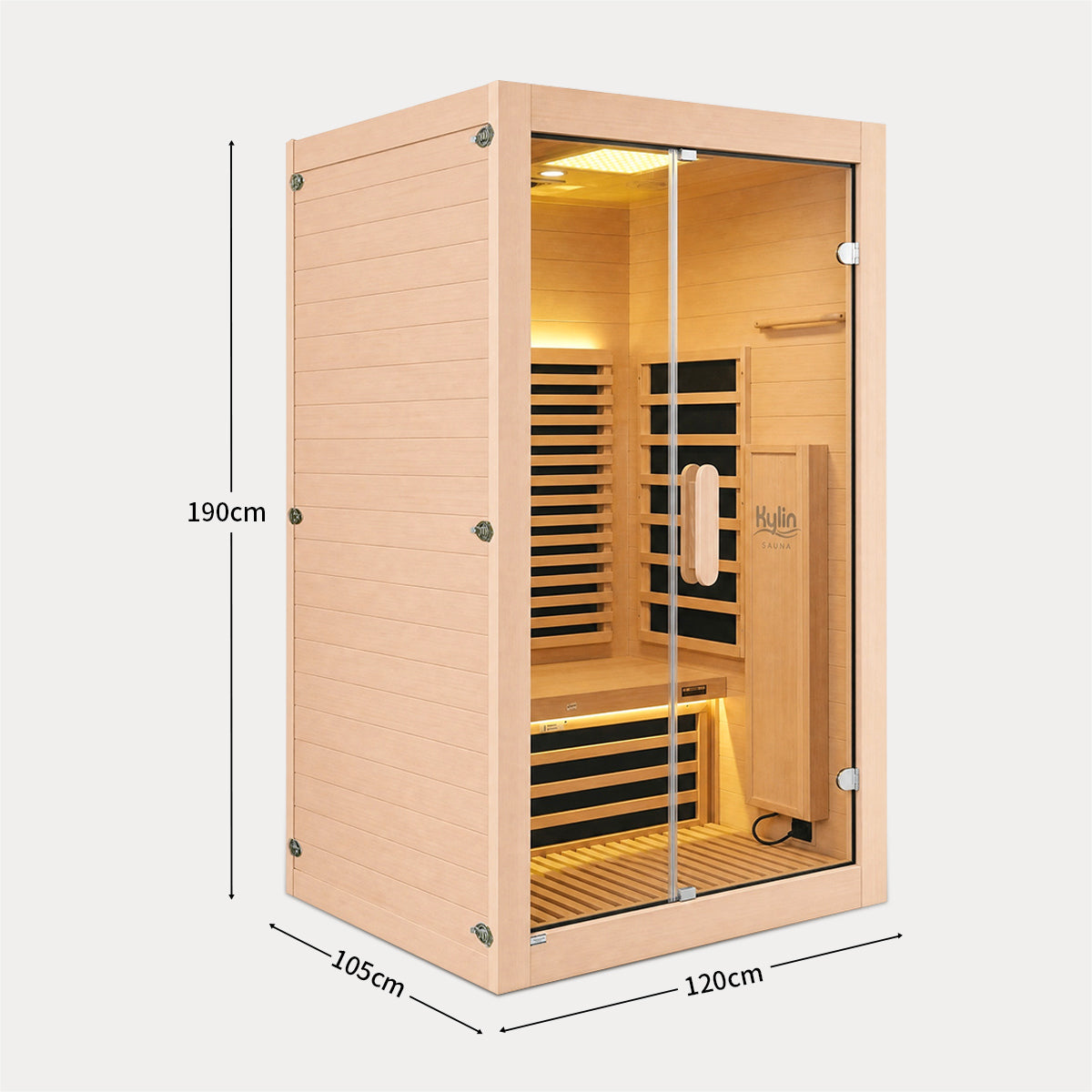 Kylin Premium Full Spectum Ultra Low EMF Infrared Sauna Room 2 Person H6234 (Floor Heater included)