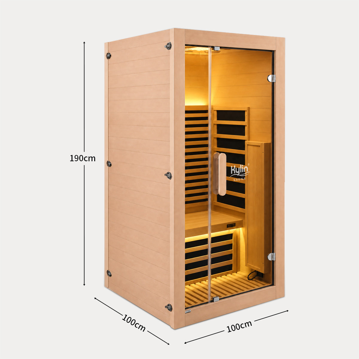 Kylin Premium Full Spectum Ultra Low EMF Infrared Sauna Room 1 Person H6134 (Floor Heater included)