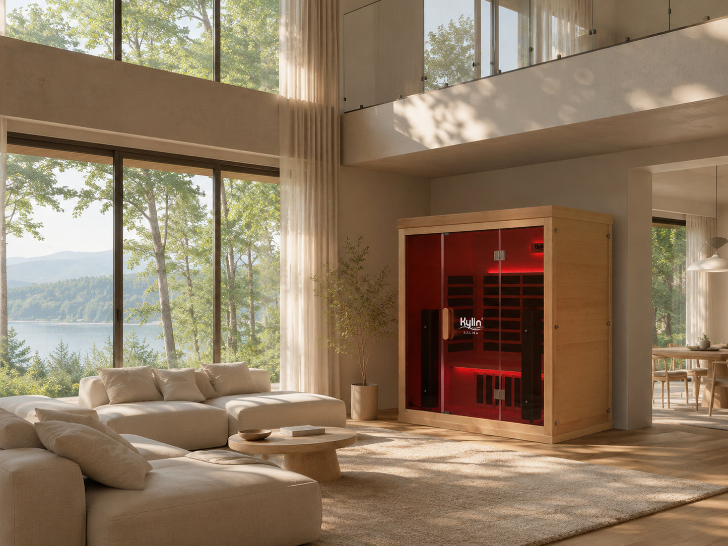 Kylin Premium Full Spectum Low EMF Infrared Sauna Room 4 Person H6420 (Floor Heater included)