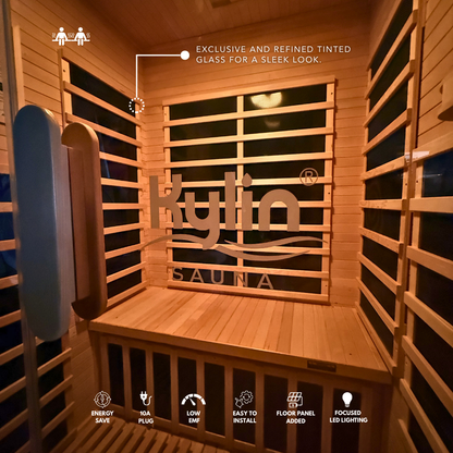 Kylin Low EMF Carbon Infrared Sauna Room 2 Person H6203 (Floor Heater included)