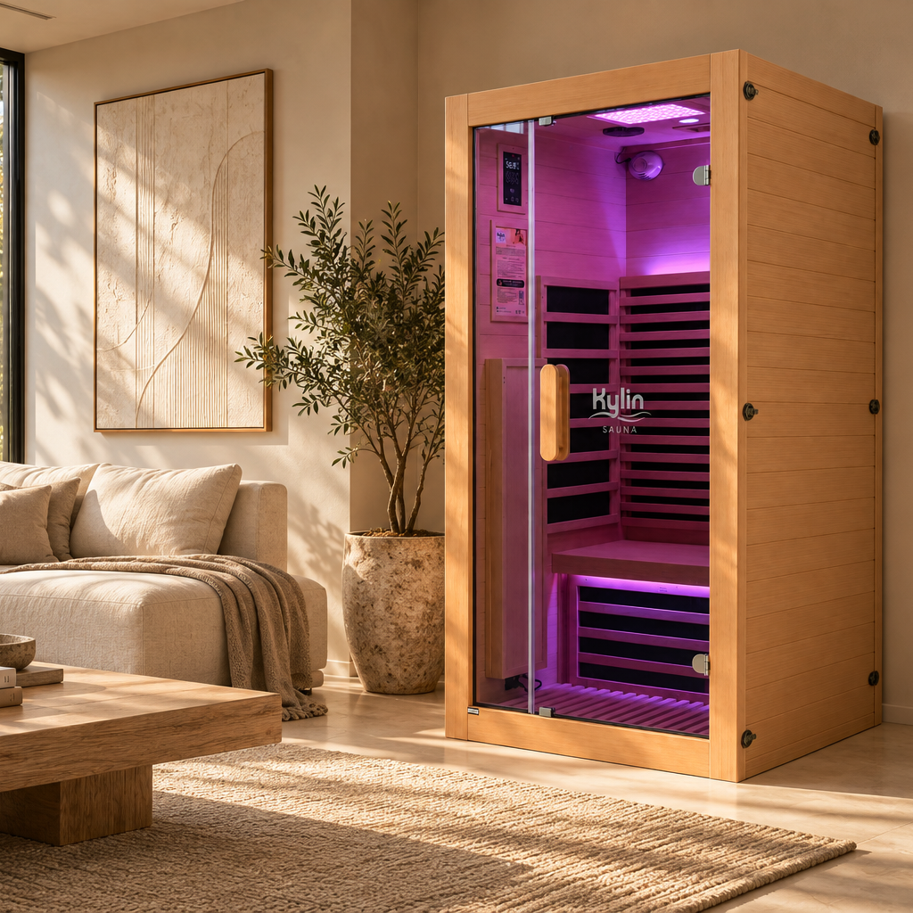 Kylin Premium Full Spectum Low EMF Infrared Sauna Room 1 Person H6132 (Floor Heater included)