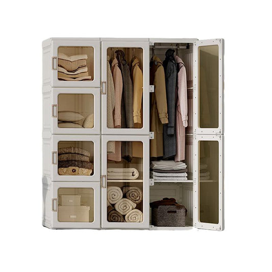 Kylin Cubes Storage Folding Cabinet Wardrobe With 12 Grids &amp; 8 Doors &amp; 2 Hangers