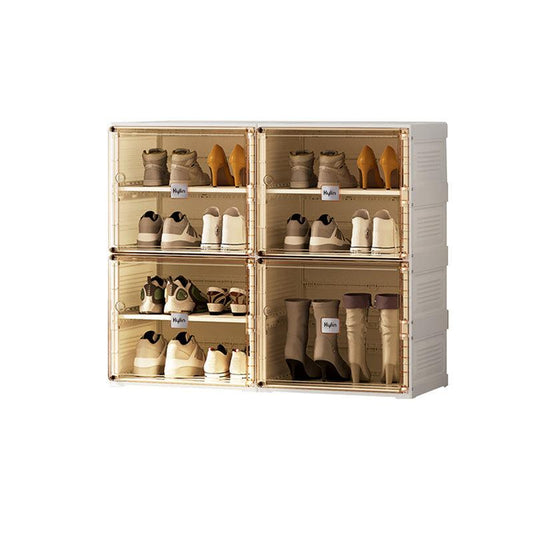 Kylin Cubes Storage Folding Shoe Cabinet With 2 Column &amp; 7 Grids &amp; 4 Clear Door