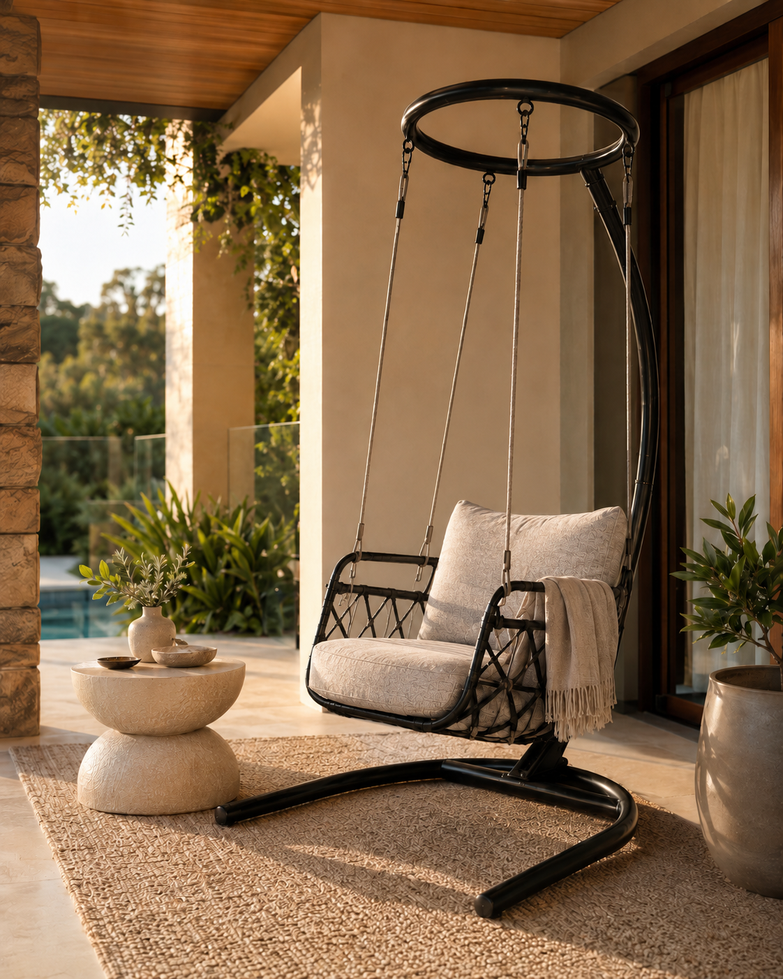 Kylin Outdoor Patio Swing Hanging Chair with Cushion - Y9160