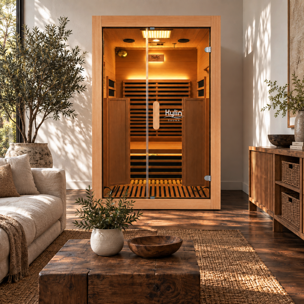 Kylin Premium Full Spectum Low EMF Infrared Sauna Room 2 Person H6232 (Floor Heater included)