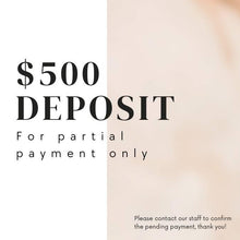 $500 Deposit payment link - for partial payment only