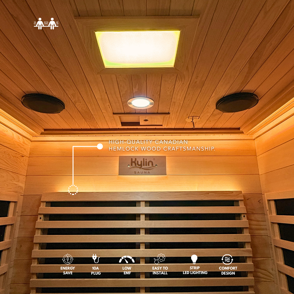 Kylin Low EMF Carbon Infrared Sauna 2 Person with floor heater H6201-F