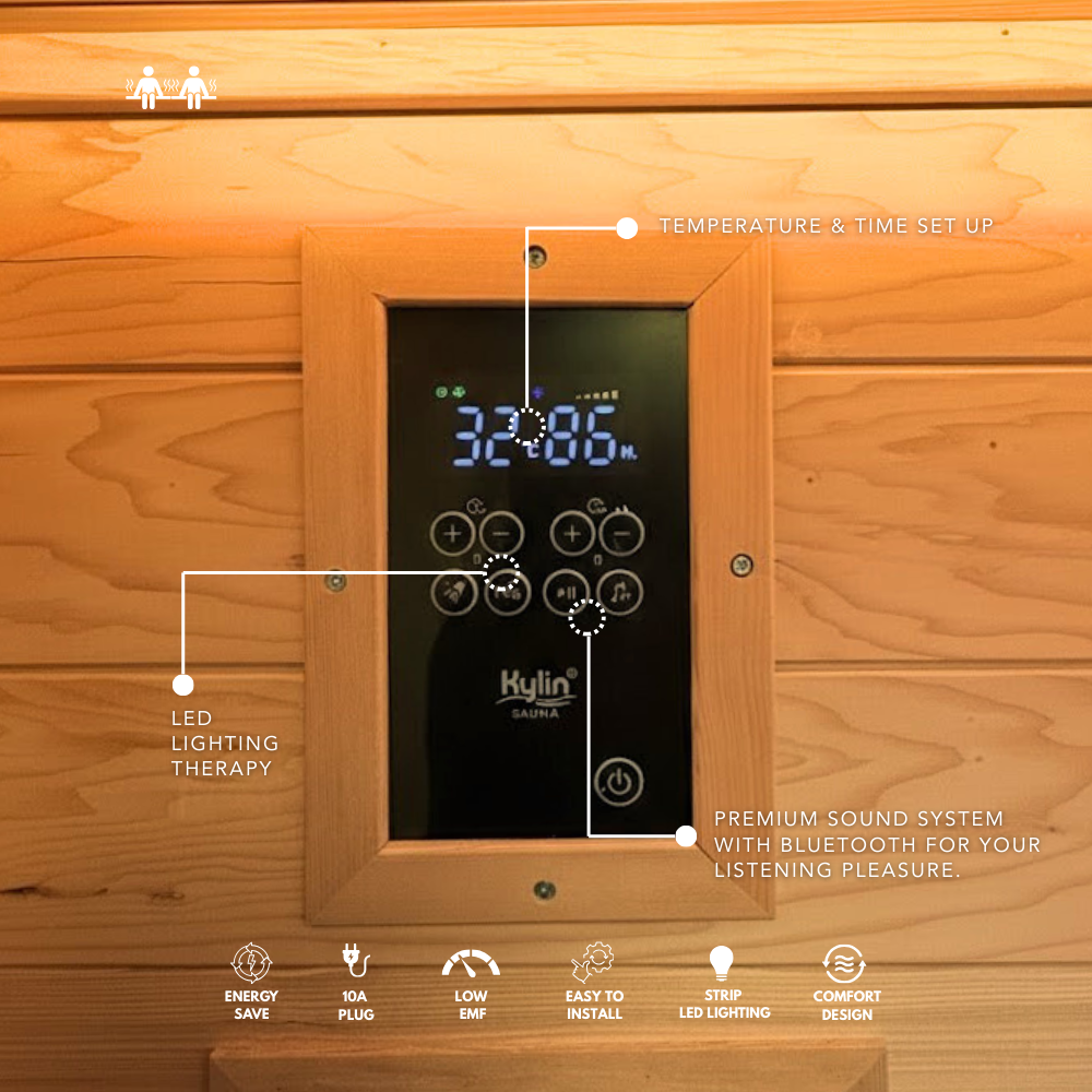Kylin Low EMF Carbon Infrared Sauna Room 2 Person H6201 (HL-300K)