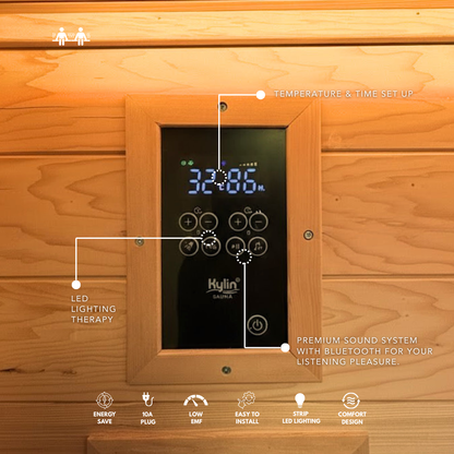 Kylin Low EMF Carbon Infrared Sauna Room 2 Person H6201 (HL-300K)