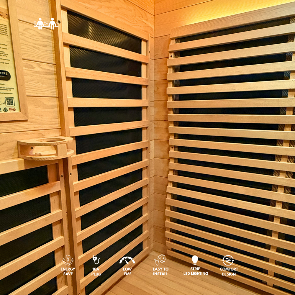 Kylin Low EMF Carbon Infrared Sauna 2 Person with floor heater H6201-F