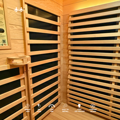 Kylin Low EMF Carbon Infrared Sauna 2 Person with floor heater H6201-F