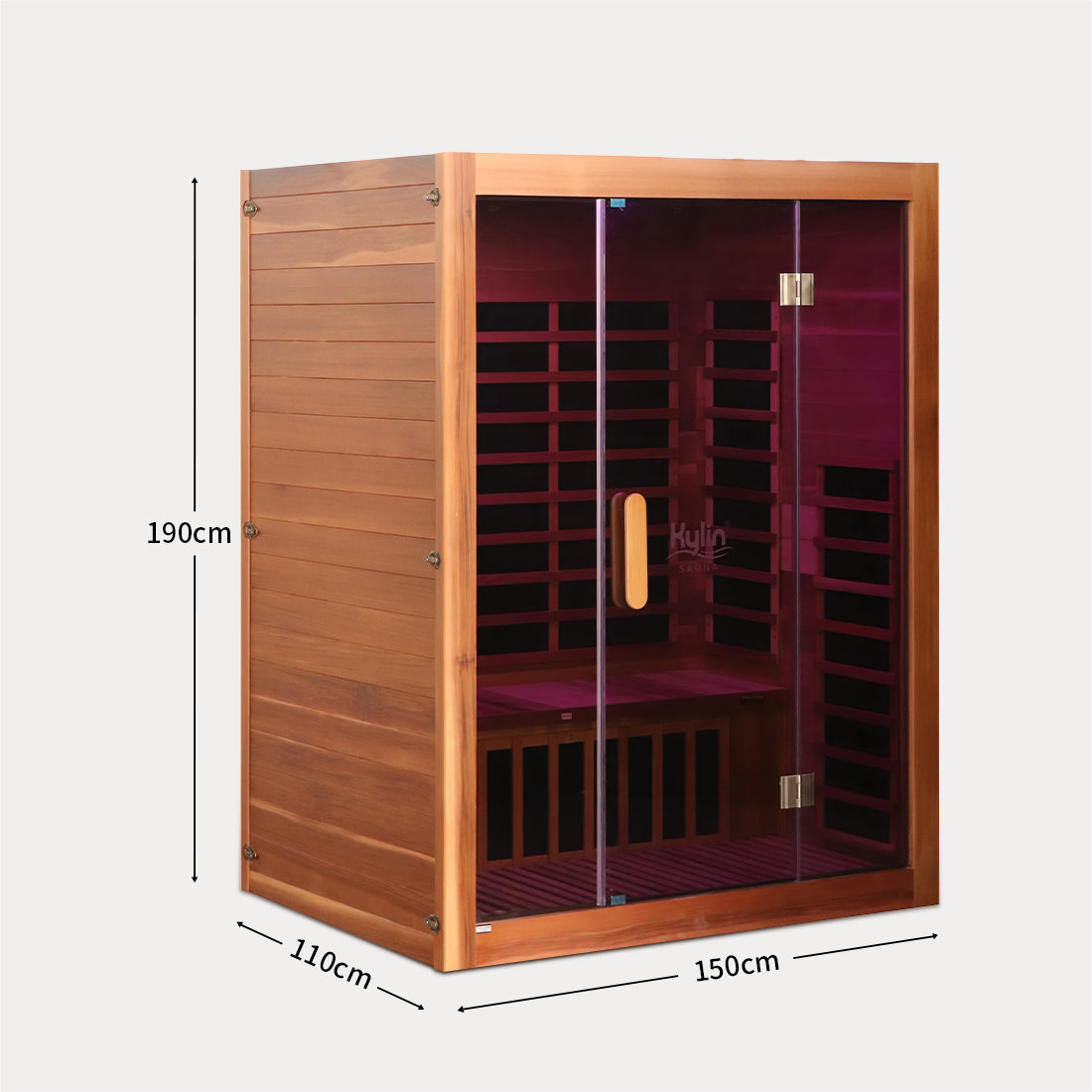 Kylin Low EMF Premium Cedar Infrared Sauna Room 3 Person H6304 (Floor Heater included)