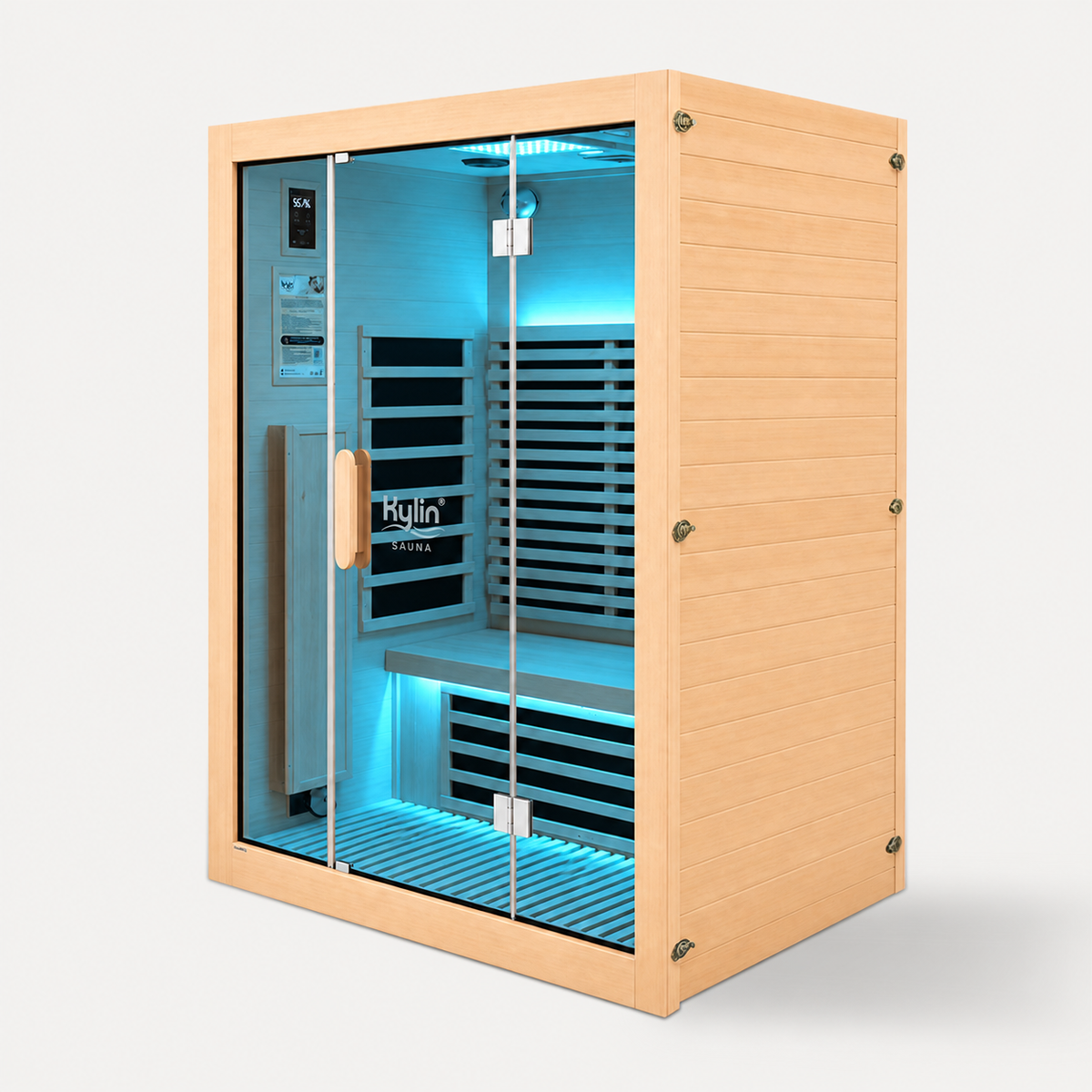 Kylin ZIVA ELEGANCE Premium Full Spectum Low EMF Infrared Sauna Room 3 Person H6332 (Floor Heater included)