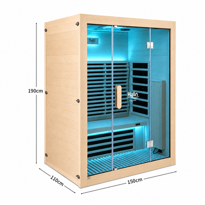 Kylin ZIVA ELEGANCE Premium Full Spectum Low EMF Infrared Sauna Room 3 Person H6332 (Floor Heater included)