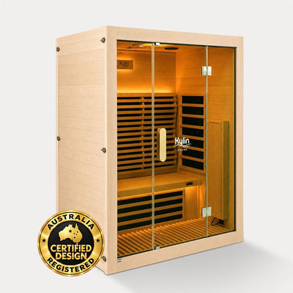 Kylin ZIVA ELEGANCE Premium Full Spectum Ultra Low EMF Infrared Sauna Room 3 Person H6334 (Floor Heater included)