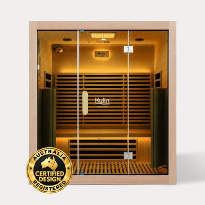 Kylin ZIVA ELEGANCE Premium Full Spectum Ultra Low EMF Infrared Sauna Room 4 Person H6434 (Floor Heater included)