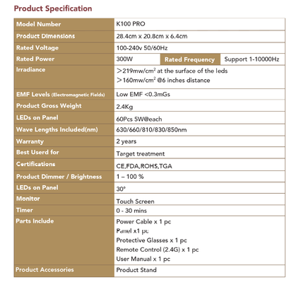 Kylin Red Light Therapy Panel K100 PRO