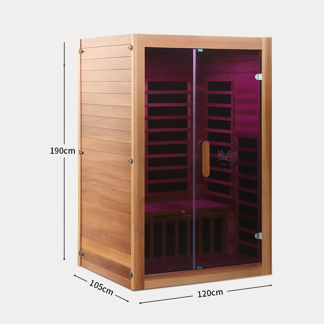 Kylin Low EMF Premium Cedar Infrared Sauna Room 2 Person H6204 (Floor Heater included)