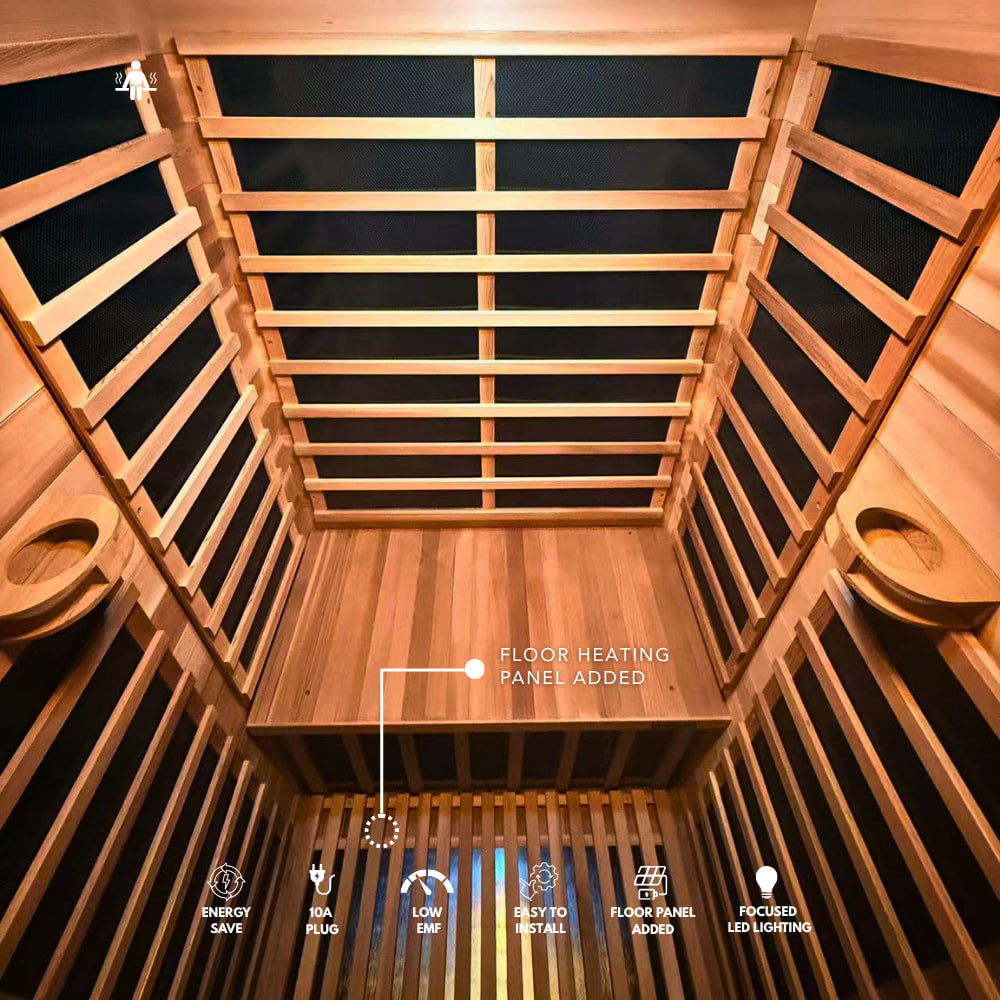Kylin Low EMF Premium Cedar Infrared Sauna Room 1 Person H6104 (Floor Heater included)