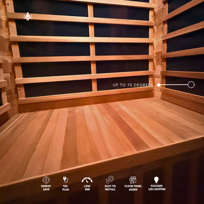 Kylin Low EMF Premium Cedar Infrared Sauna Room 1 Person H6104 (Floor Heater included)