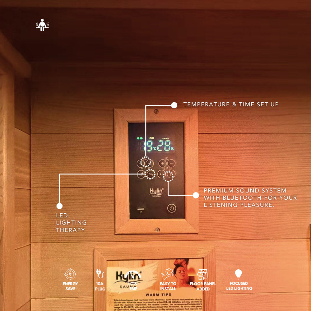 Kylin Low EMF Premium Cedar Infrared Sauna Room 3 Person H6304 (Floor Heater included)