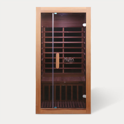 Kylin Low EMF Premium Cedar Infrared Sauna Room 1 Person H6104 (Floor Heater included)