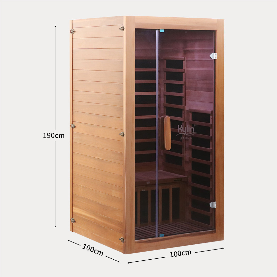 Kylin Low EMF Premium Cedar Infrared Sauna Room 1 Person H6104 (Floor Heater included)