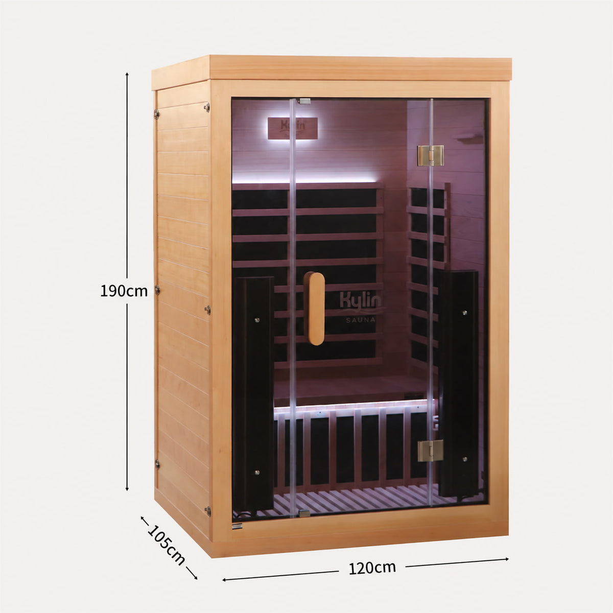 Kylin ONYX RECOVERY Premium Full Spectum Low EMF Infrared Sauna Room 2 Person H6220 (Floor Heater included)
