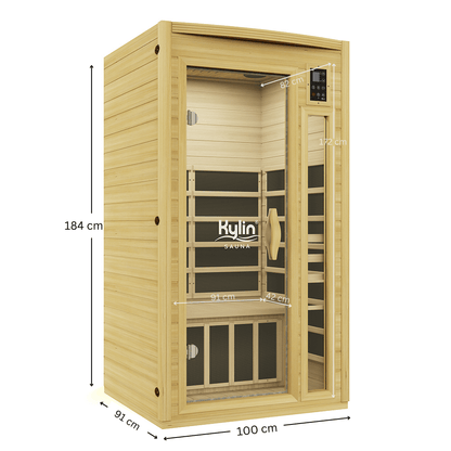 Kylin Ultra Low EMF Carbon Infrared Sauna 1 Person - K8107 Ultra Low EMF