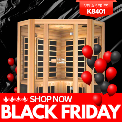 Kylin VELA Low EMF L-shaped Corner Carbon Far Infrared Sauna 4 person - K8401/033LV