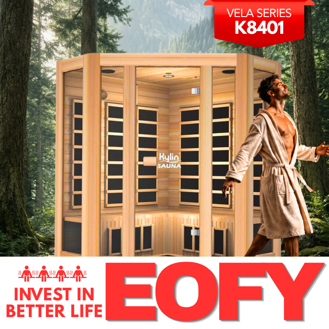 Kylin Low EMF L-shaped Corner Carbon Far Infrared Sauna 4 person - K8401/033LV