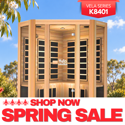 Kylin Low EMF L-shaped Corner Carbon Far Infrared Sauna 4 person - K8401/033LV